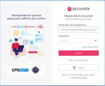 Perpanjangan Accurate Online step 1