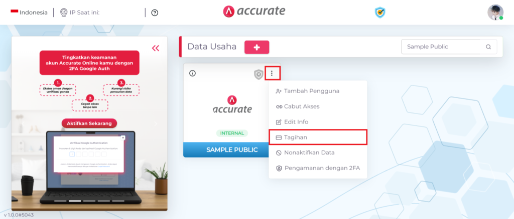 faktur billing Accurate 
